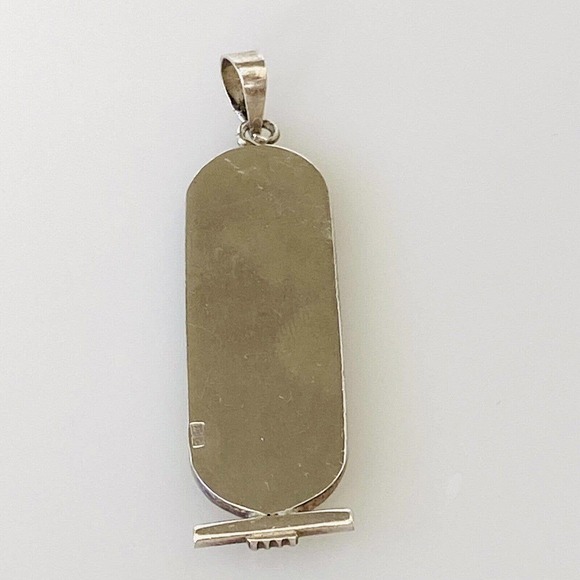 Egyptian Cartouche Pendant Sterling Silver 6.21g Vintage Handmade “Doris” - Picture 3 of 7
